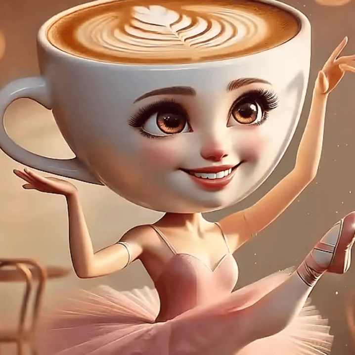 Итальянский мем Ballerina Cappuccina Танцовщица в балетной пачке с кофейной чашкой вместо головы